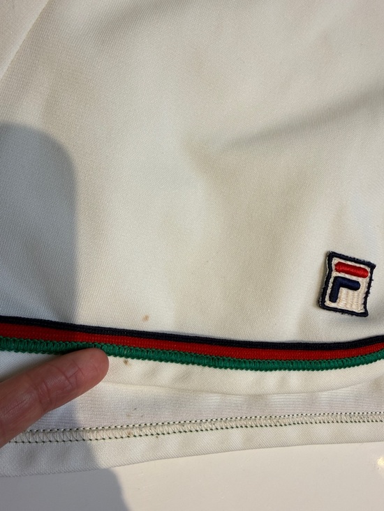 Fila White Athletic Shorts Vintage 70’s/80’s with Green & Red Stripe Trim - Picture 4 of 8